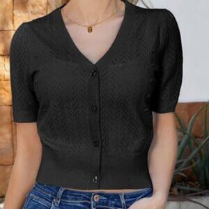 Grace Karin BNWT Black Knit Cardigan; Cropped; Sz Large; Bolero; Shrug